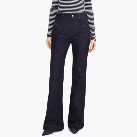 Share J Crew Wide Leg Trouser Jean Womens 30 TALL Blue High Rise Indigo Stretch - Picture 1 of 10